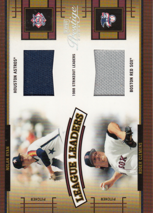 2005 Playoff Prestige League Leaders Double Material Jersey #4 Nolan Ryan/Roger Clemens/250