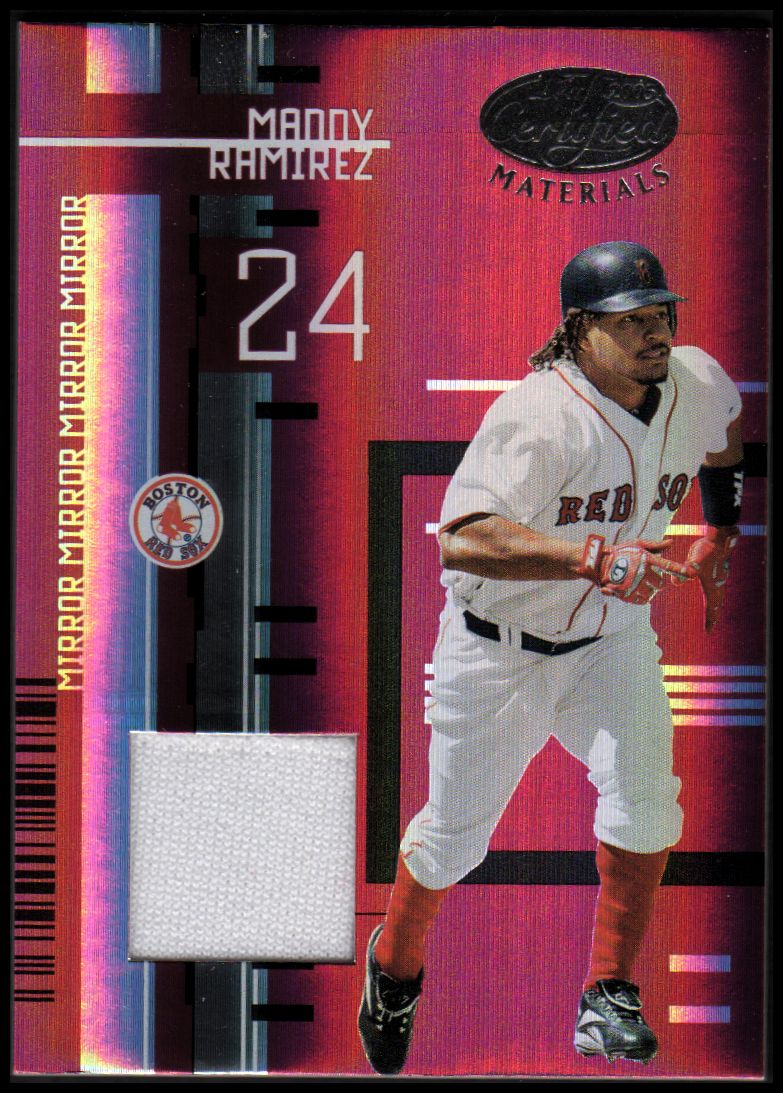 2005 Leaf Certified Materials Mirror Fabric Red #99 Manny Ramirez Jsy/250