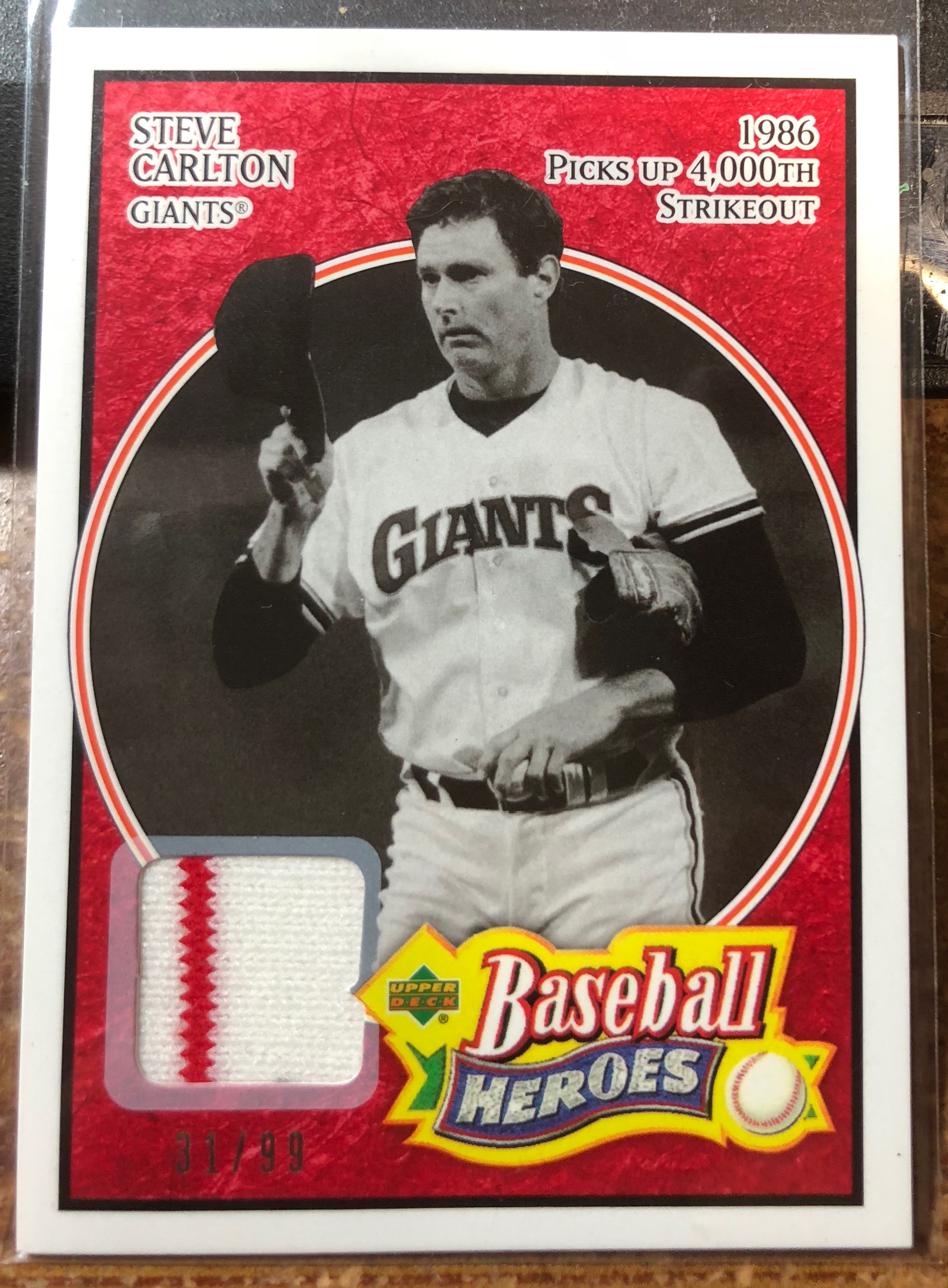 2005 Upper Deck Baseball Heroes Memorabilia Red #79 Steve Carlton Giants Jsy