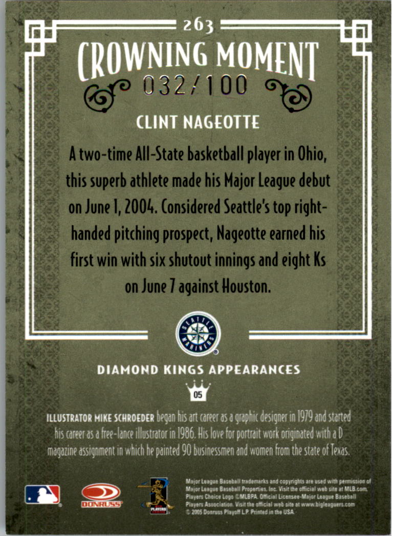 2005 Diamond Kings Bronze #263 Clint Nageotte back image