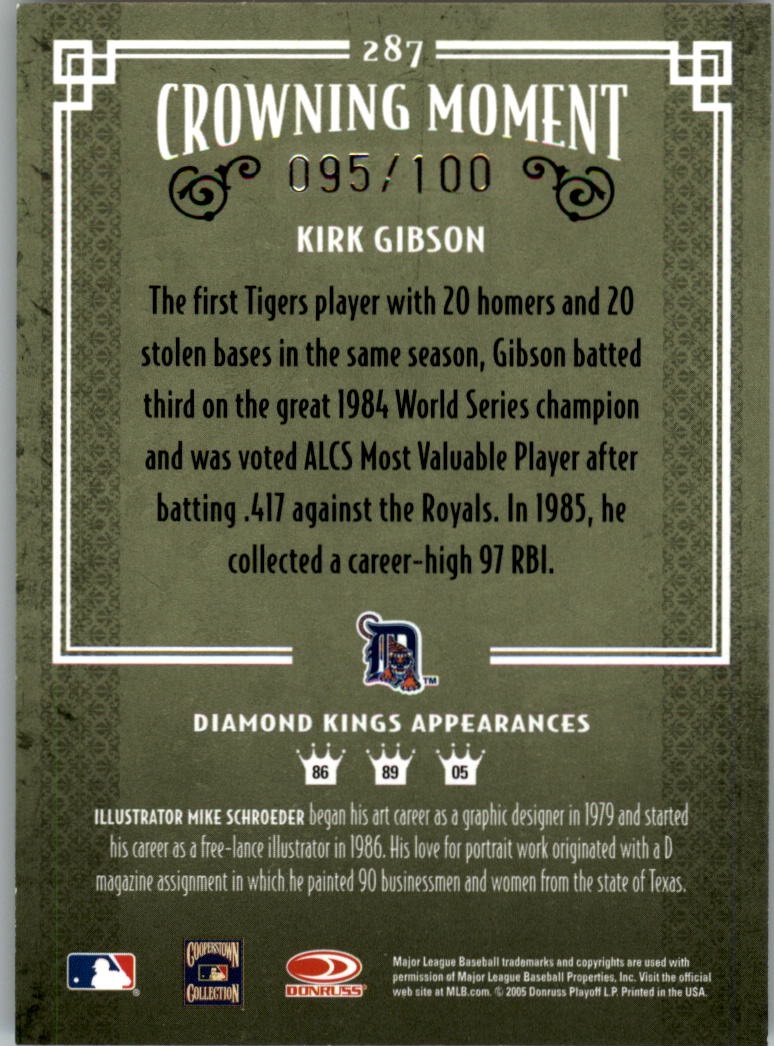 2005 Diamond Kings Bronze #287 Kirk Gibson back image