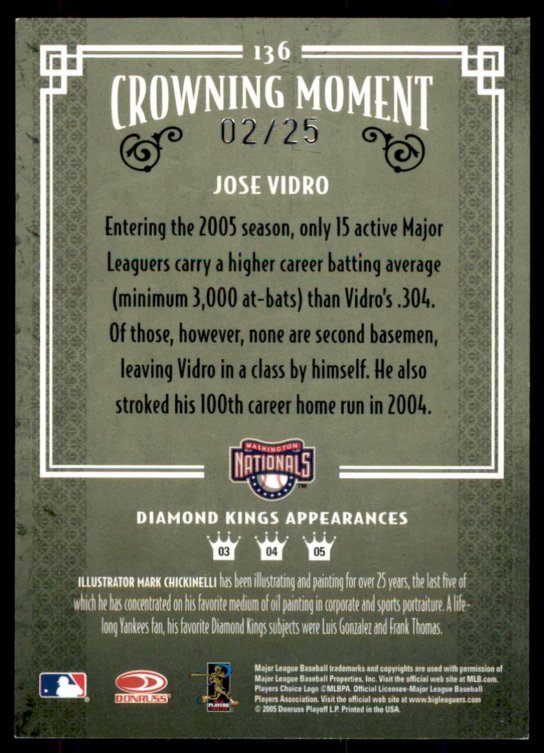 2005 Diamond Kings Gold #136 Jose Vidro back image