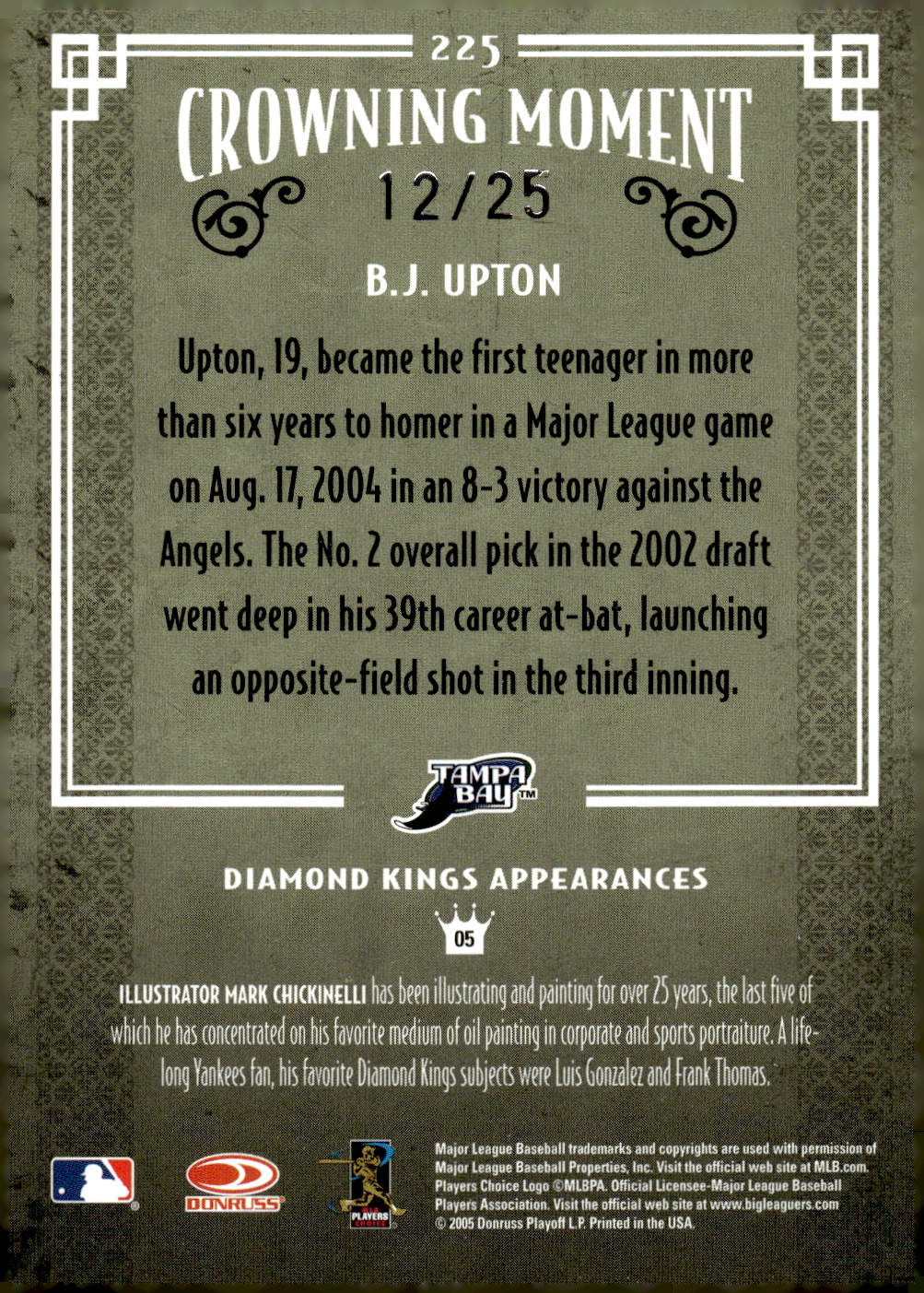 2005 Diamond Kings Gold #225 B.J. Upton back image