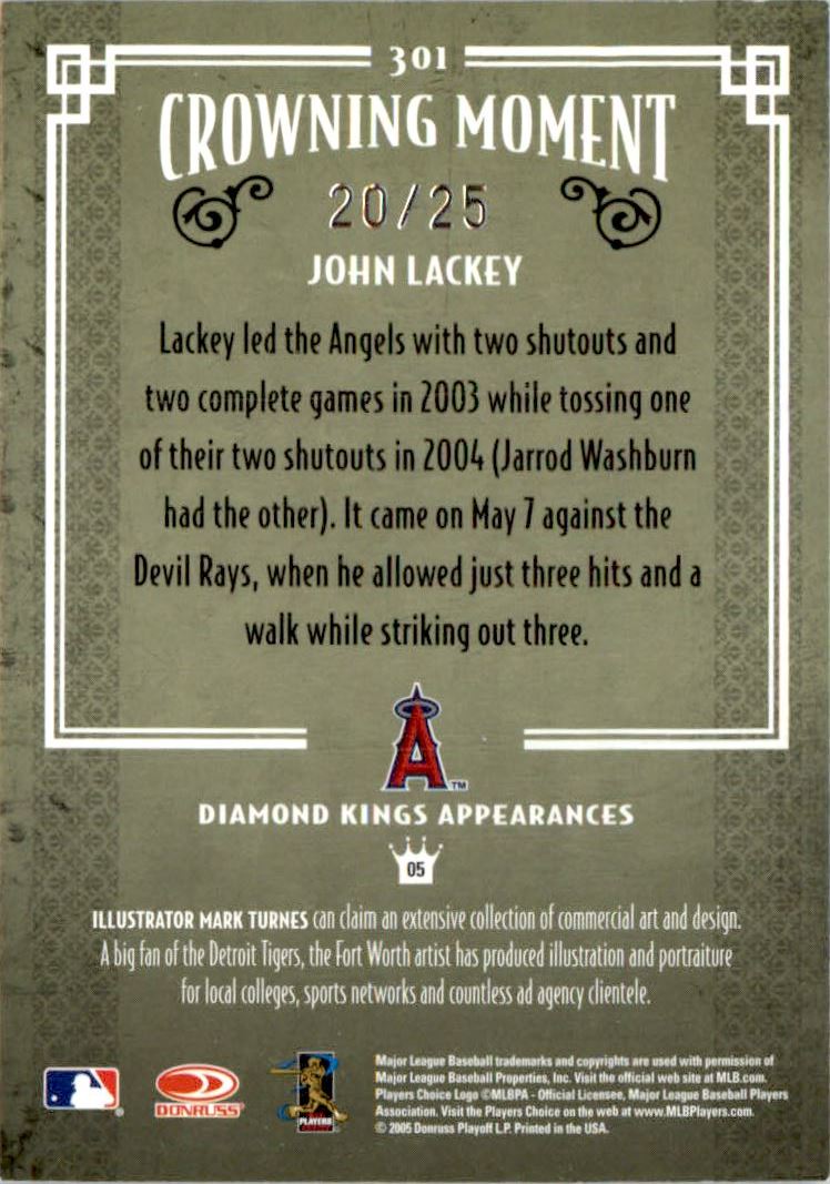 2005 Diamond Kings Gold #301 John Lackey back image