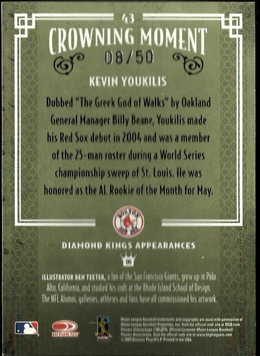 2005 Diamond Kings Silver #43 Kevin Youkilis back image