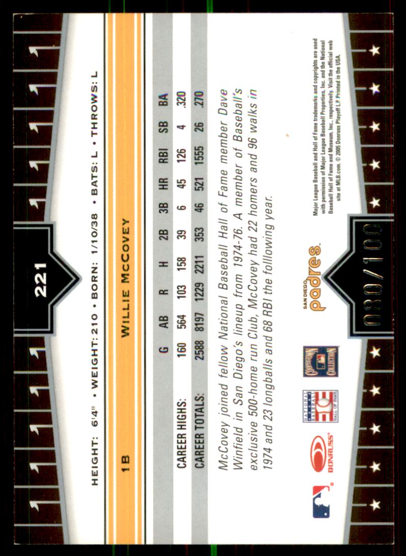 2005 Donruss Champions Impressions Blue #221 Willie McCovey