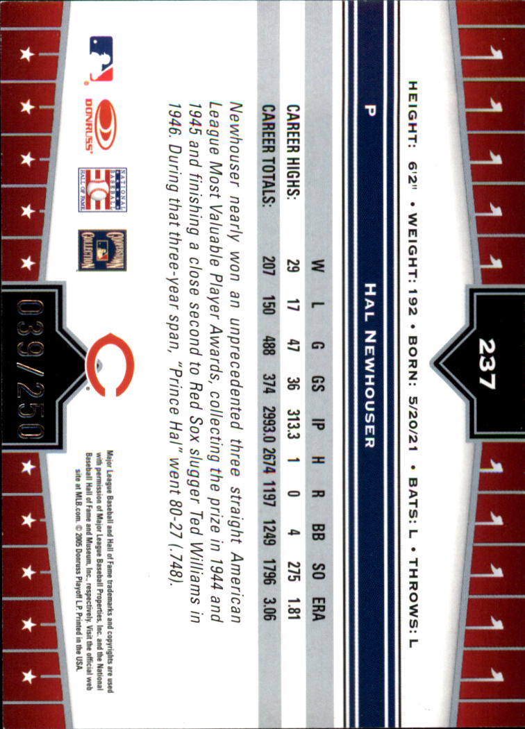 2005 Donruss Champions Impressions Red #237 Hal Newhouser back image
