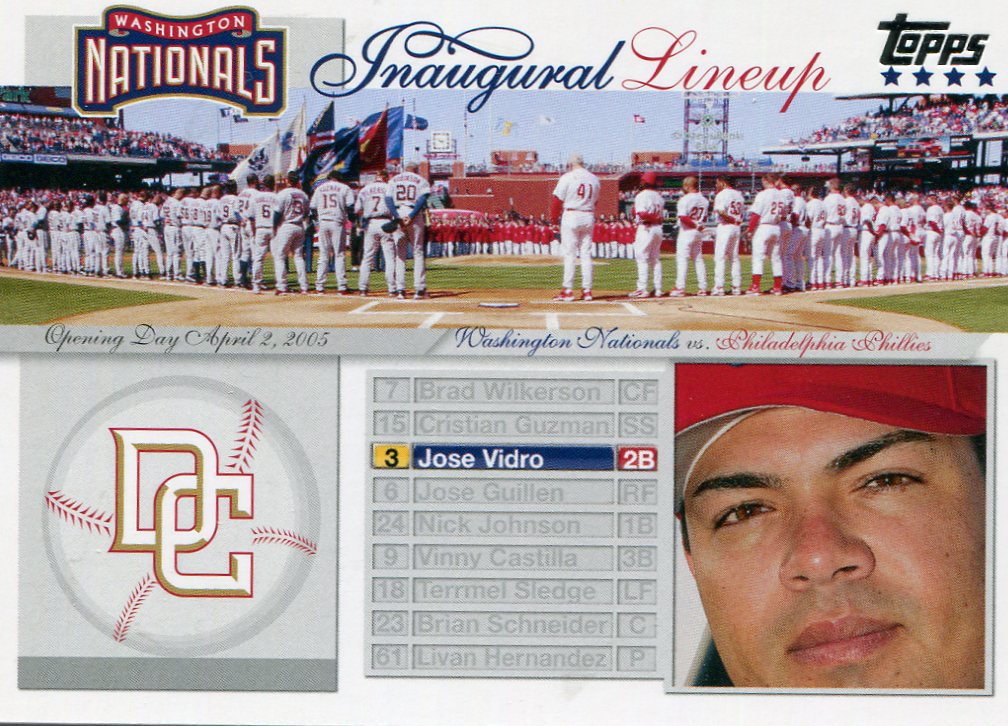 2005 Topps Update Washington Nationals Inaugural Lineup #JV Jose Vidro - NM