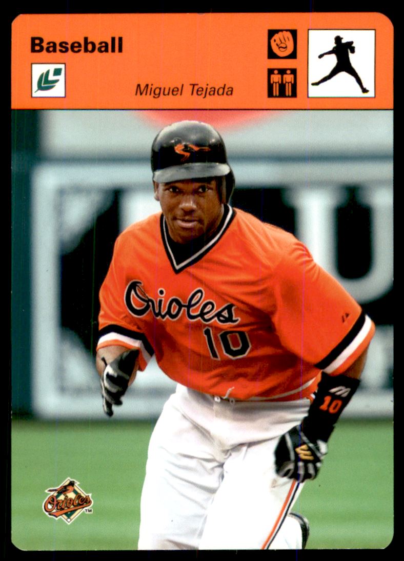 2005 Leaf Sportscasters 25 Orange Throwing-Glove #29 Miguel Tejada