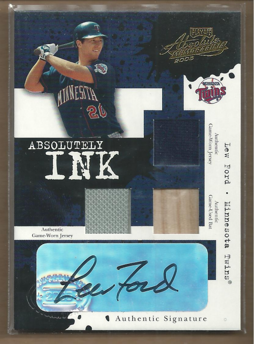 2005 Absolute Memorabilia Absolutely Ink Swatch Triple #AI69 Lew Ford B-J-J/50