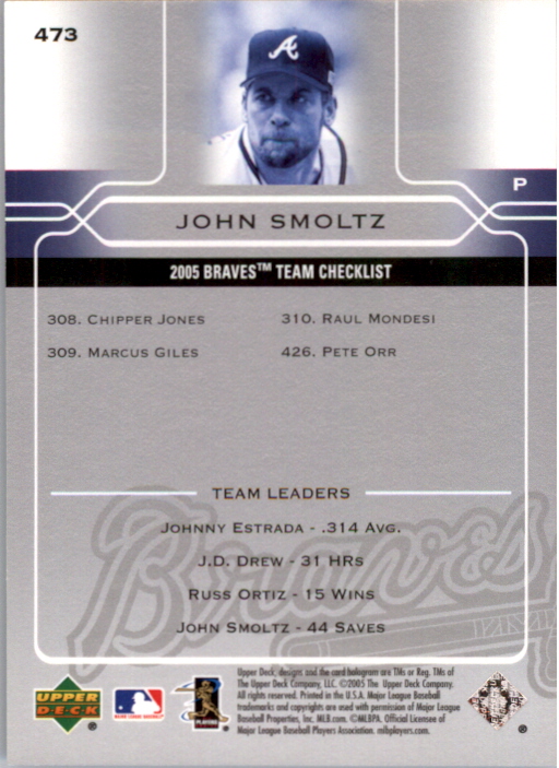 2005 Upper Deck Blue #473 John Smoltz TC