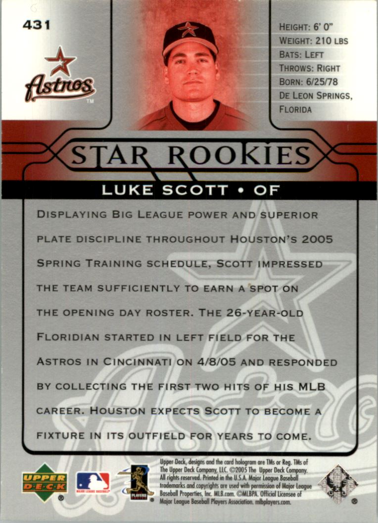 2005 Upper Deck Emerald #431 Luke Scott SR back image