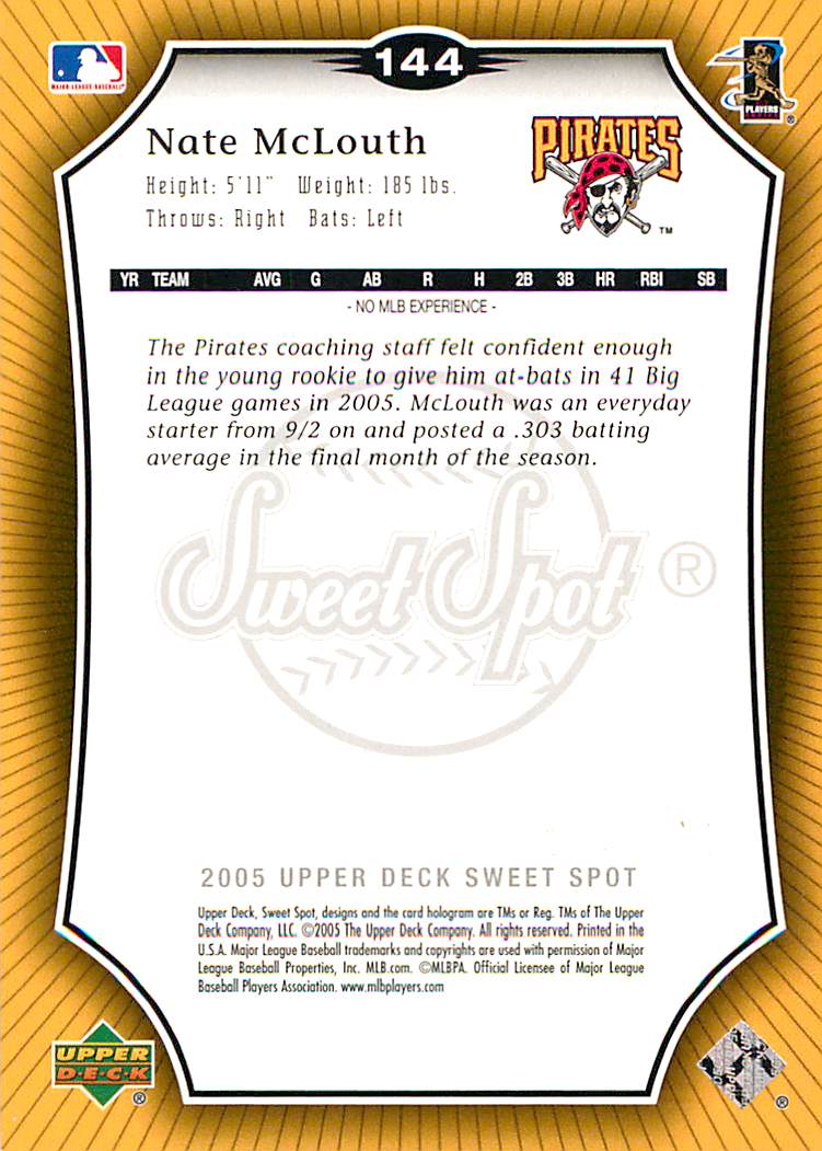 2005 Sweet Spot Gold #144 Nate McLouth SB back image