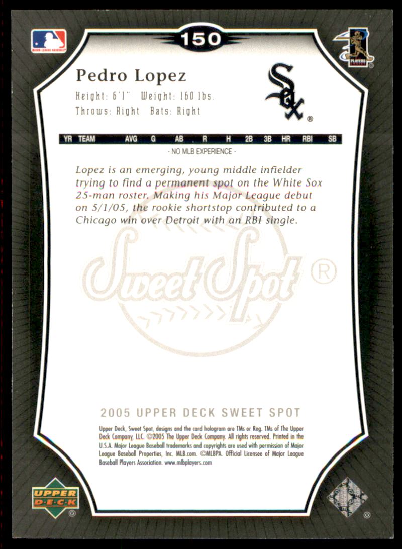 2005 Sweet Spot Platinum #150 Pedro Lopez SB back image