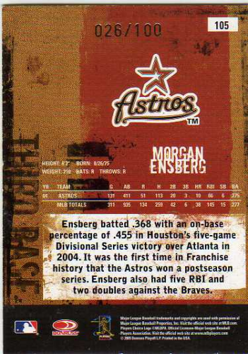 2005 Leather and Lumber Signatures Gold #105 Morgan Ensberg/100 back image