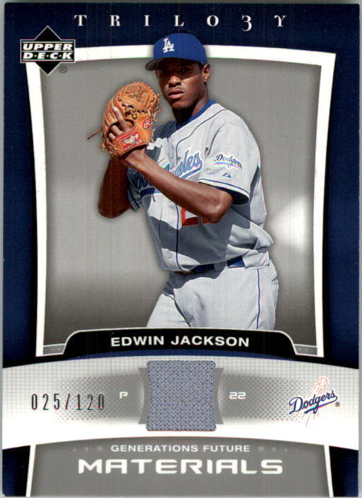 2005 Upper Deck Trilogy Generations Future Materials Silver #EJ Edwin Jackson Jsy