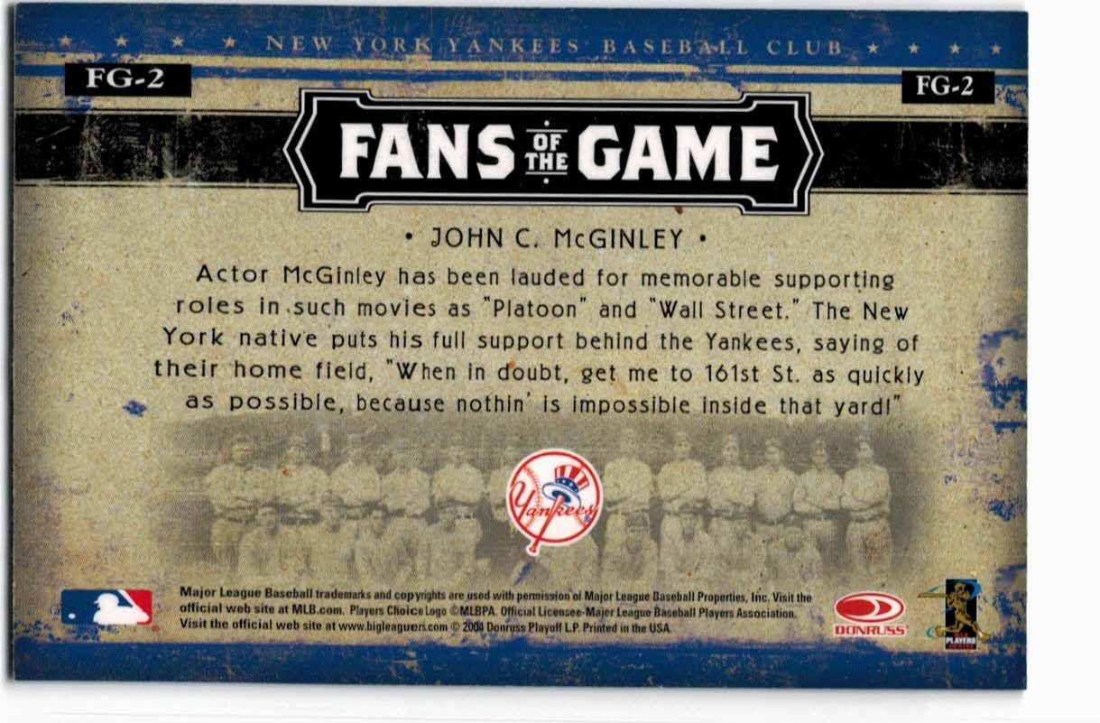 2005 Donruss Fans of the Game #2 John C. McGinley back image