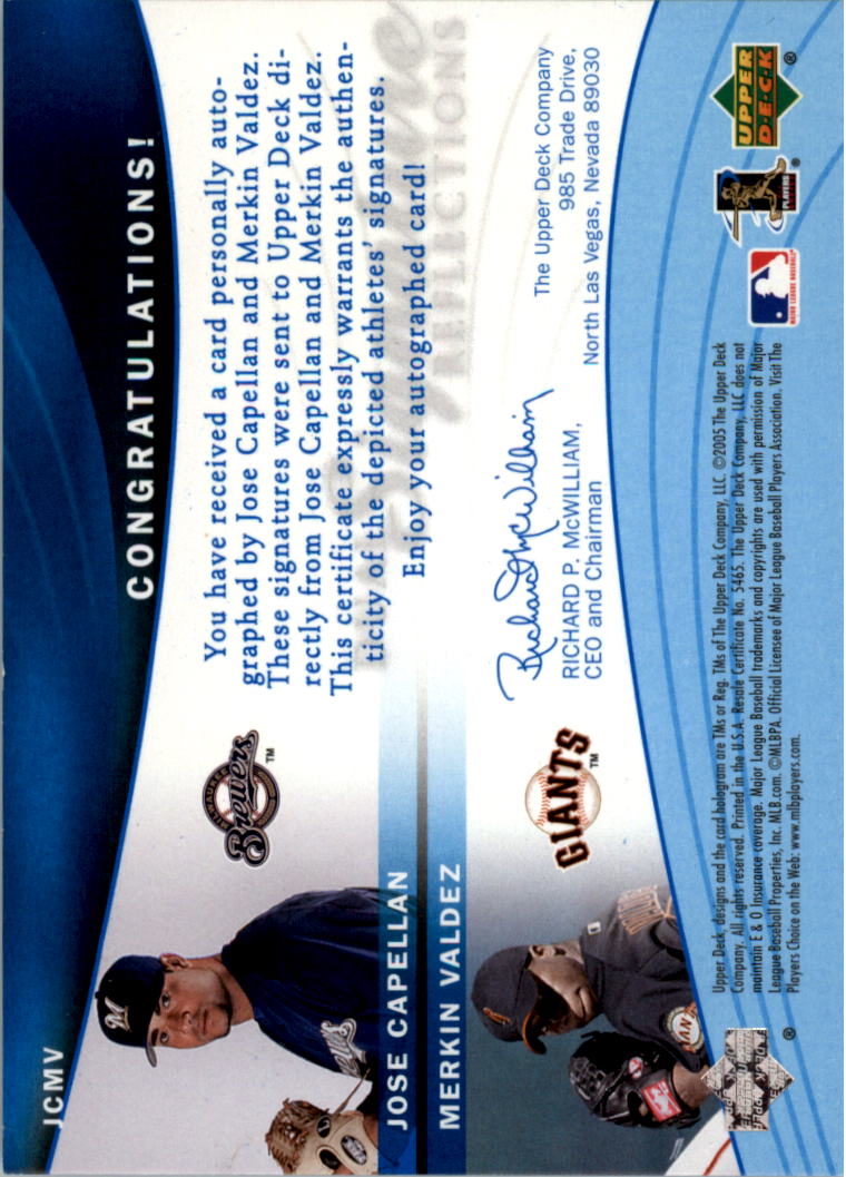 2005 Reflections Dual Signatures Blue #JCMV Jose Capellan/Merkin Valdez back image