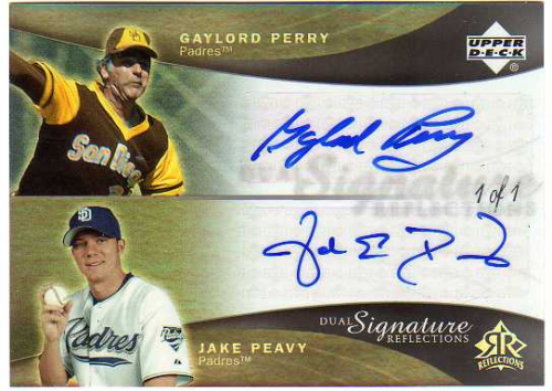 2005 Reflections Dual Signatures Platinum #GPJP Gaylord Perry/Jake Peavy