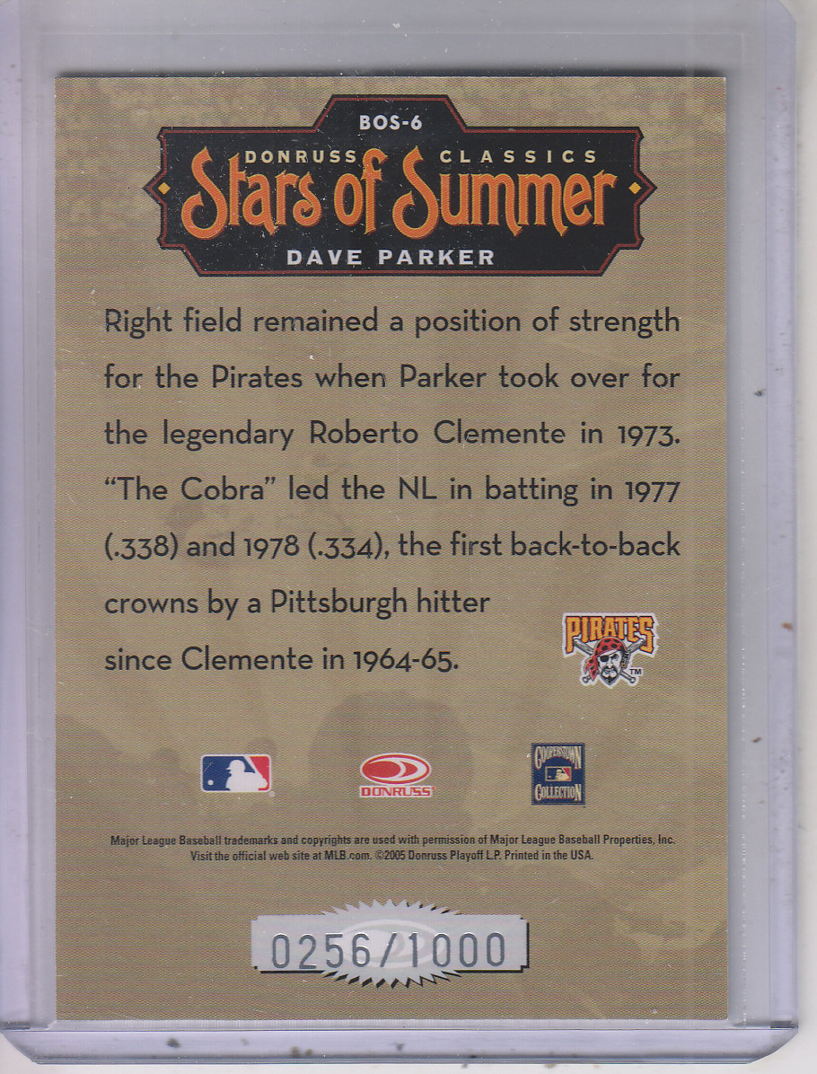 2005 Donruss Classics Stars of Summer #6 Dave Parker back image