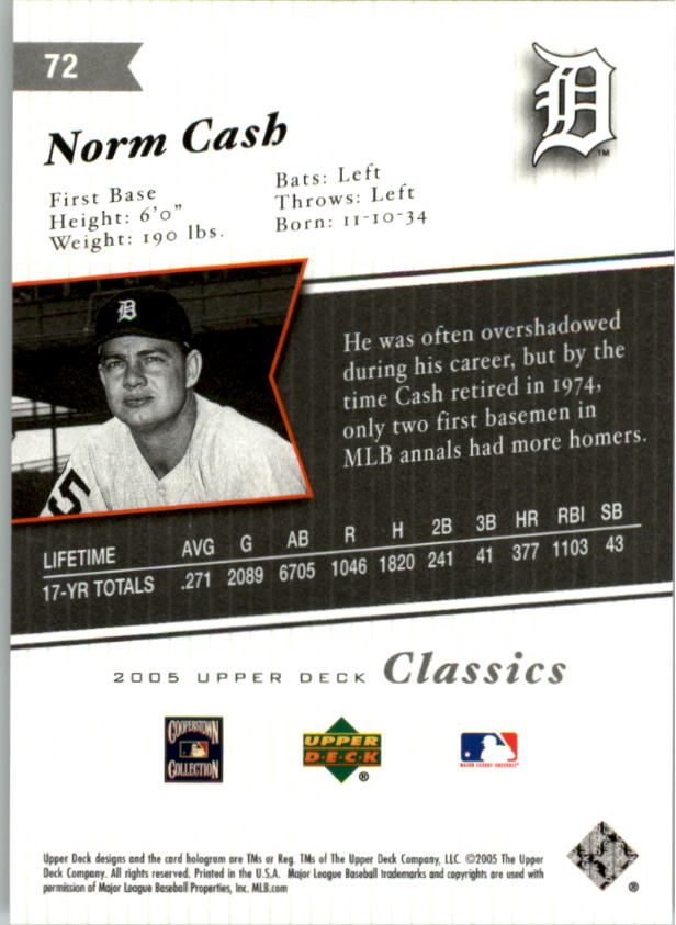 2005 Upper Deck Classics Baseball Card Pick (Base)