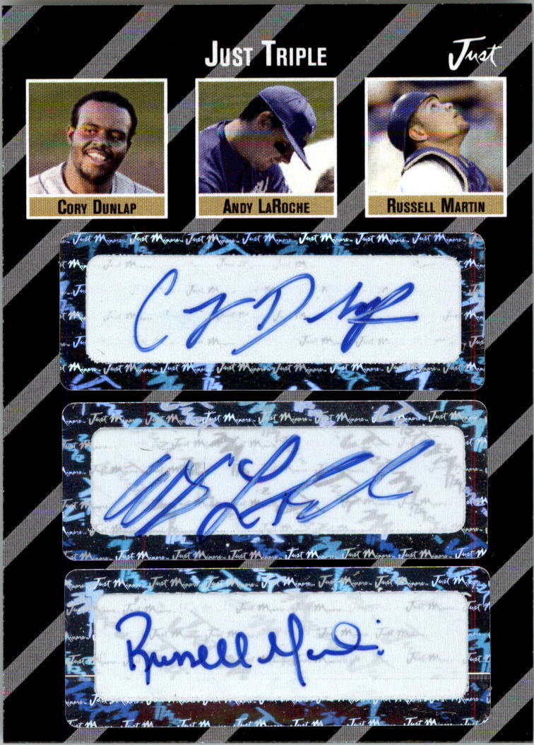 2005 Just Triple Autographs #76 Cory Dunlap/Andy LaRoche/Russell Martin