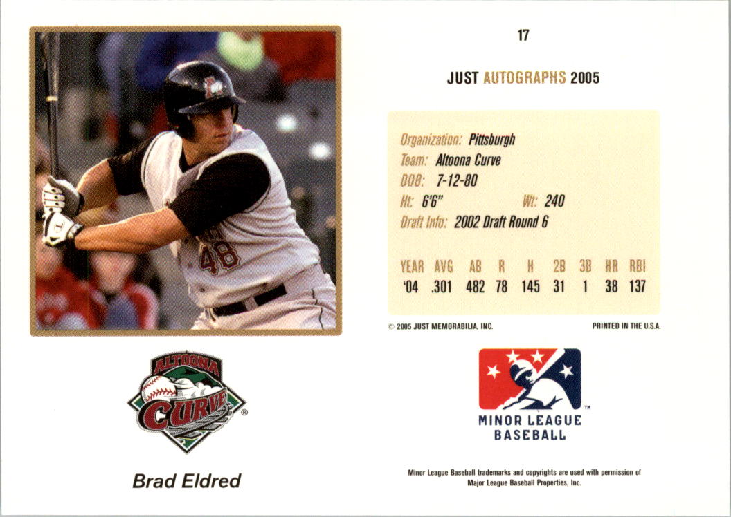 2005 Just Autographs #17 Brad Eldred back image
