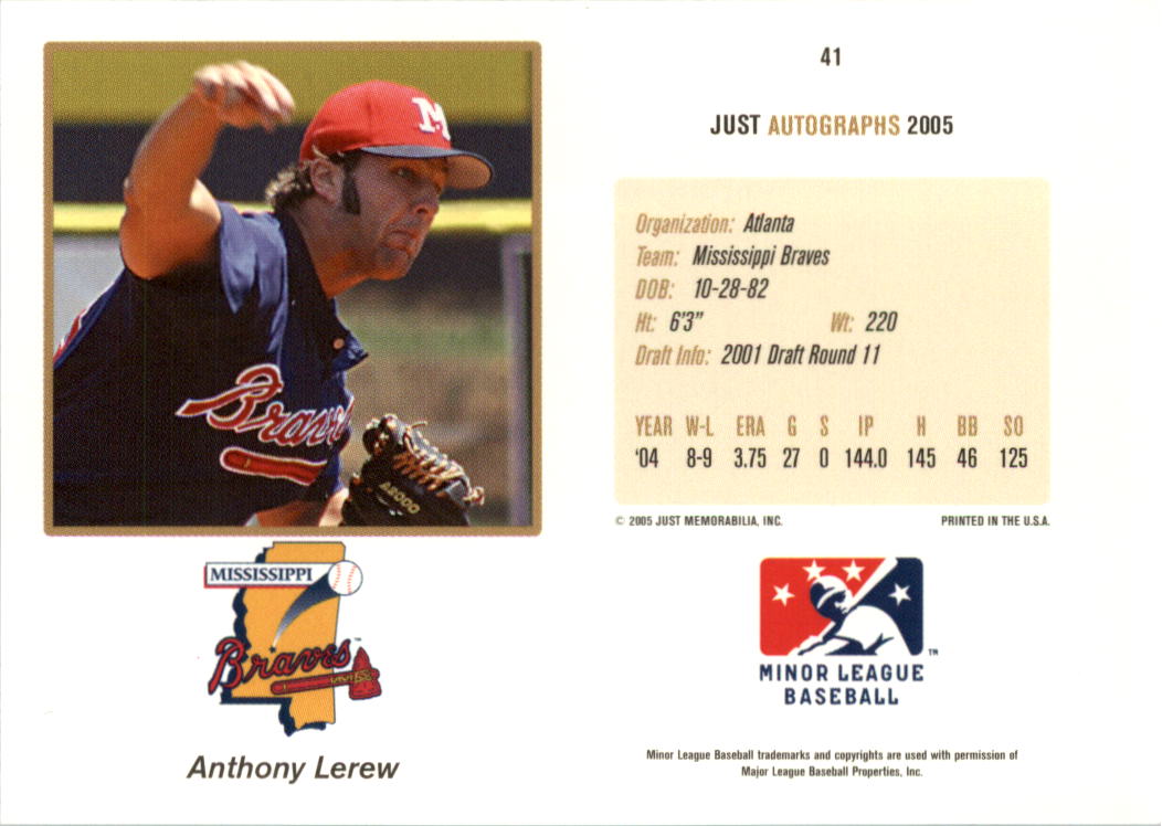 2005 Just Autographs #41 Anthony Lerew back image