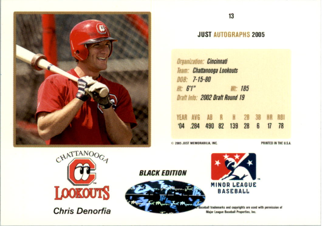 2005 Just Autographs Black #13 Chris Denorfia back image
