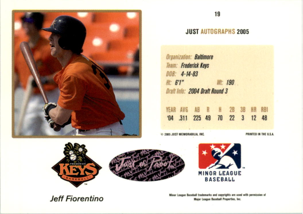 2005 Just Autographs Signatures #19 Jeff Fiorentino/150 * back image