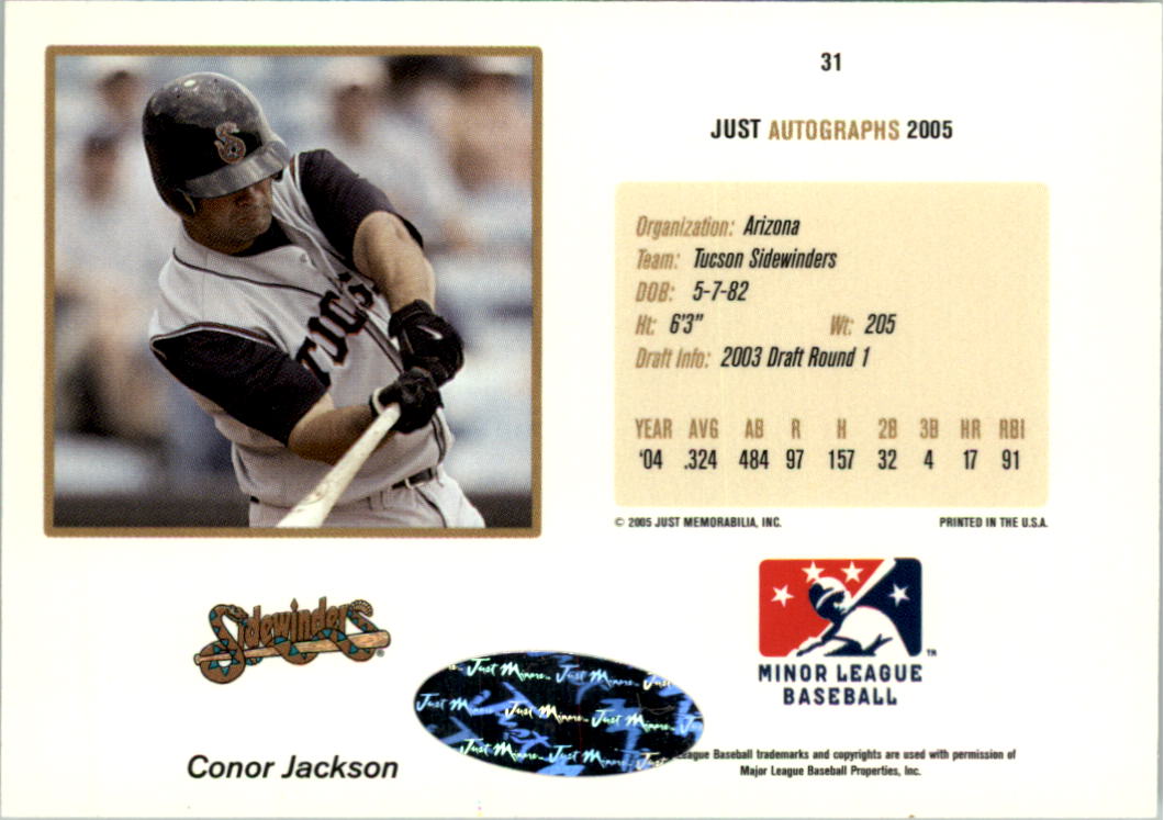 2005 Just Autographs Signatures #31 Conor Jackson/25 * back image
