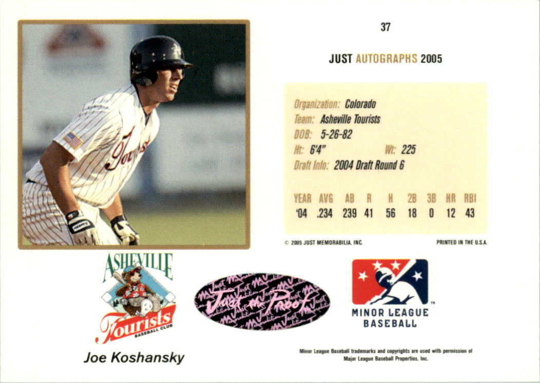 2005 Just Autographs Signatures #37 Joe Koshansky/450 * back image