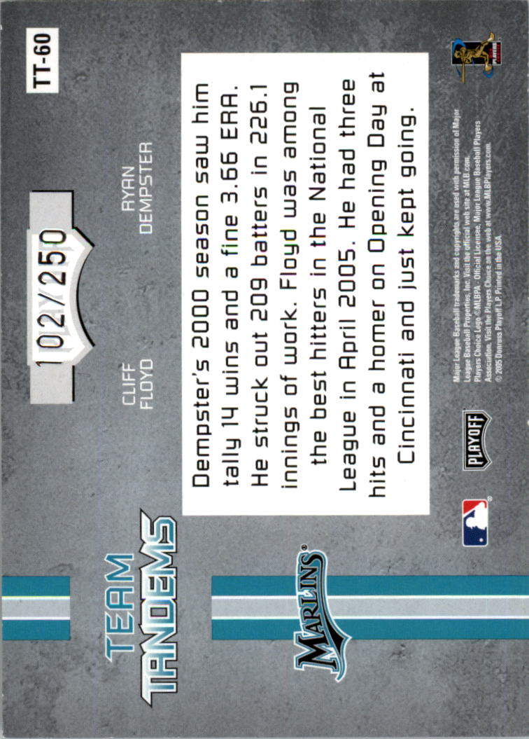 2005 Absolute Memorabilia Team Tandems #TT60 C.Floyd/R.Dempster back image