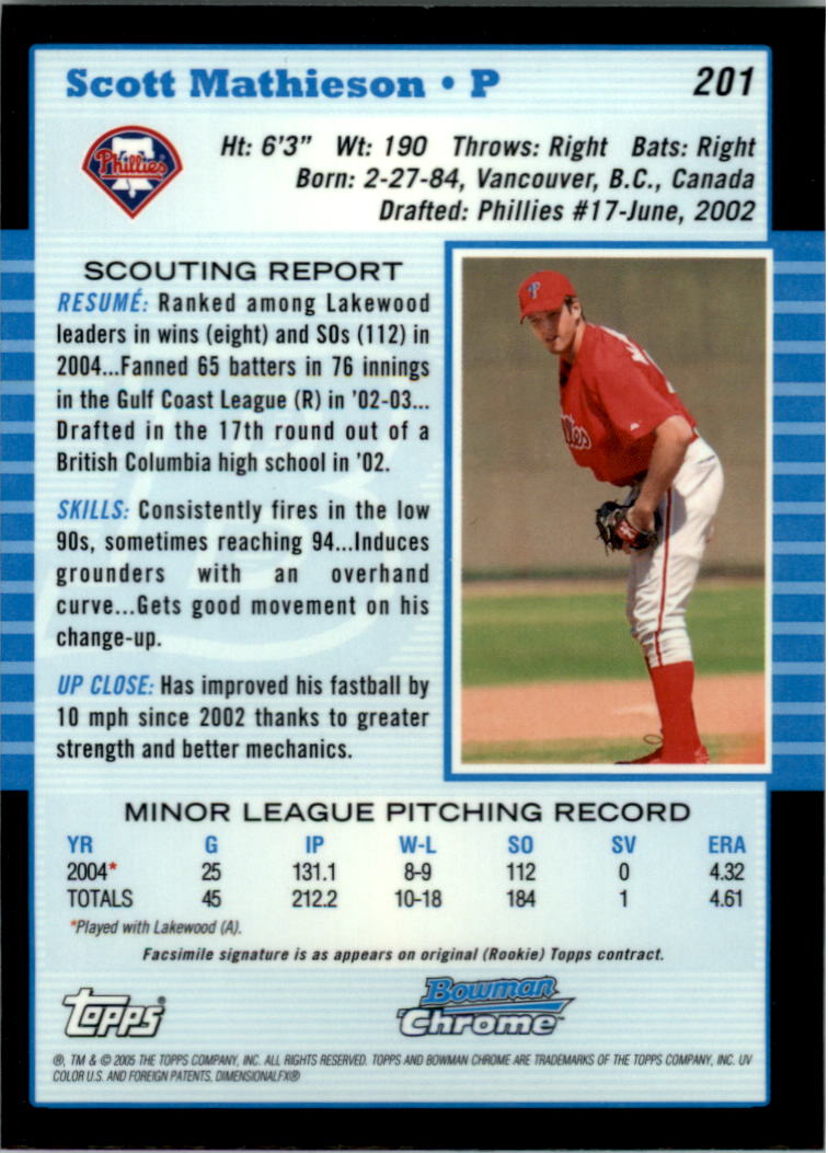2005 Bowman Chrome Baseball Card Pick (Base) 103-330 - Picture 177 of 418