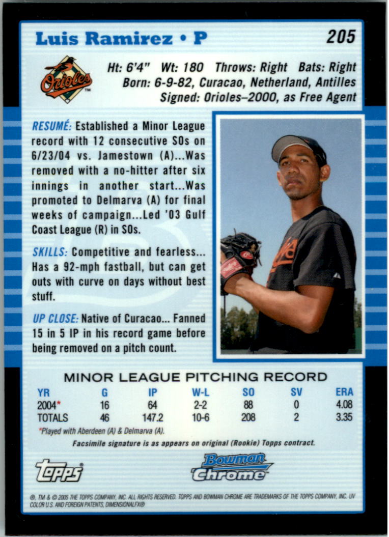 2005 Bowman Chrome Baseball Card Pick (Base) 103-330 - Picture 185 of 418