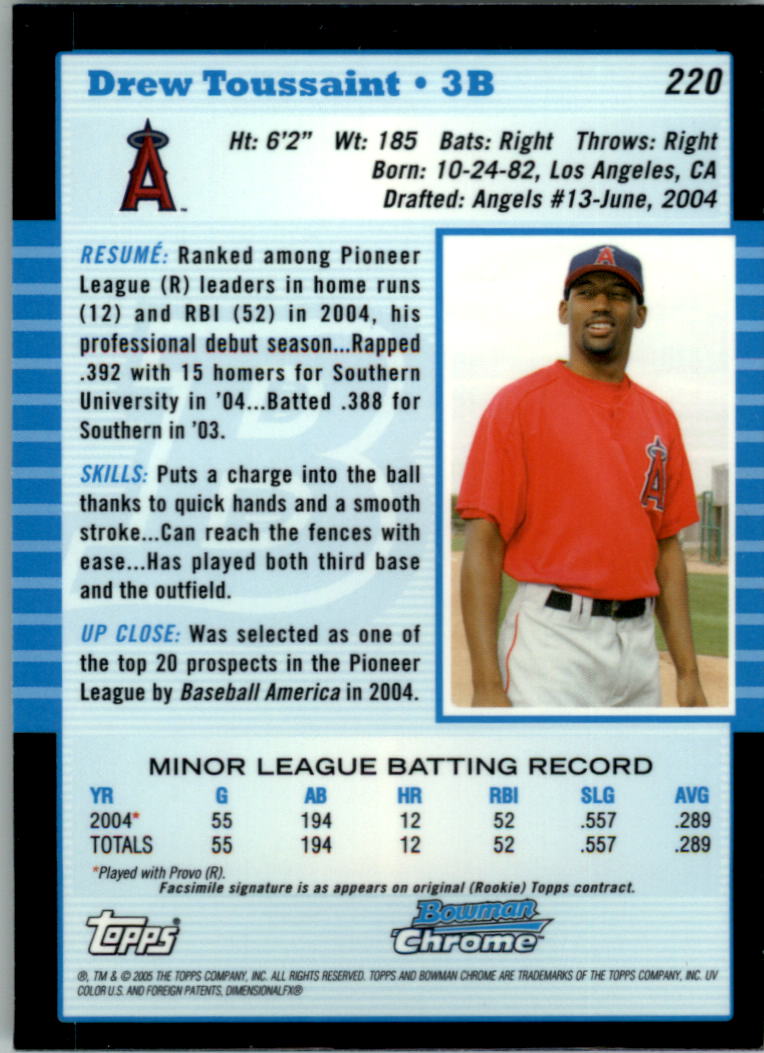 2005 Bowman Chrome Baseball Card Pick (Base) 103-330 - Picture 212 of 418