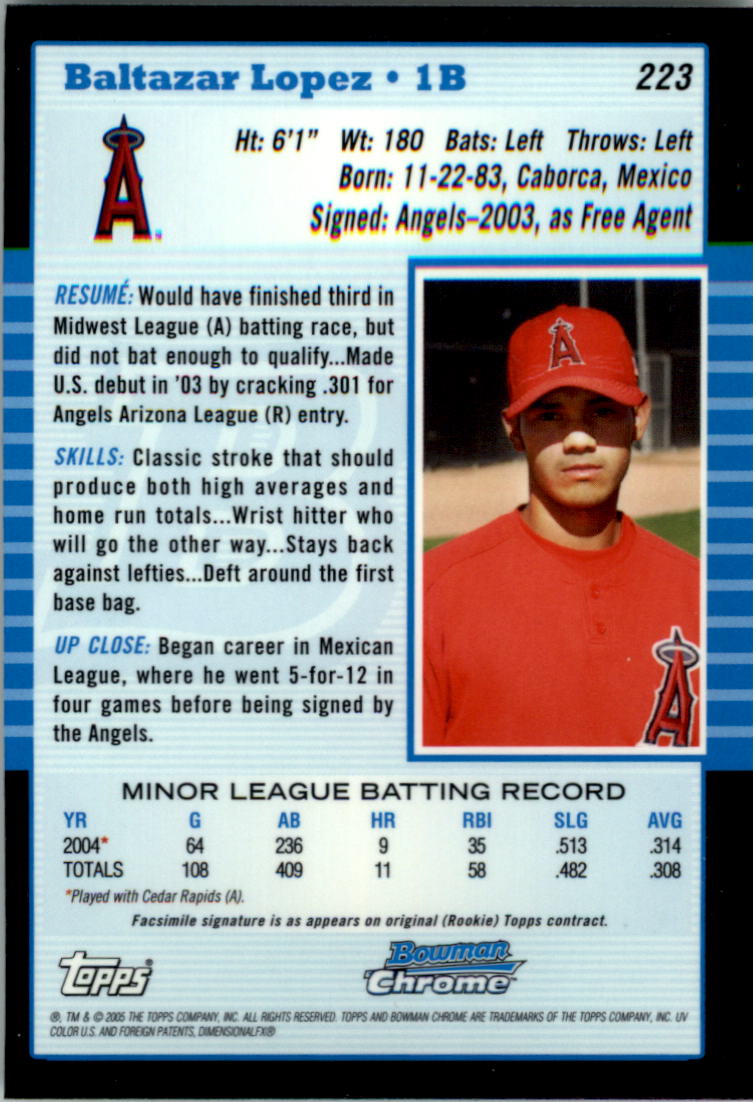 2005 Bowman Chrome Baseball Card Pick (Base) 103-330 - Picture 218 of 418