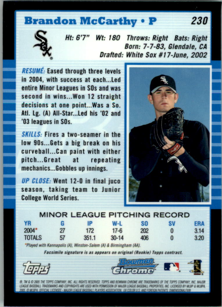 2005 Bowman Chrome Baseball Card Pick (Base) 103-330 - Picture 230 of 418
