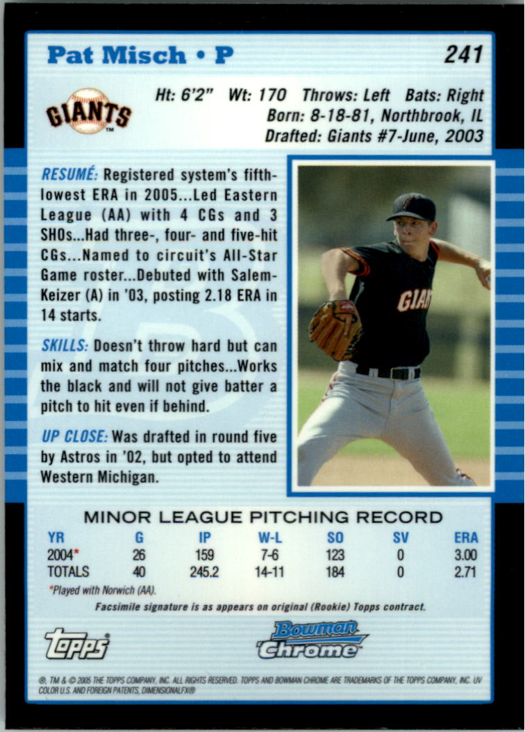 2005 Bowman Chrome Baseball Card Pick (Base) 103-330 - Picture 251 of 418