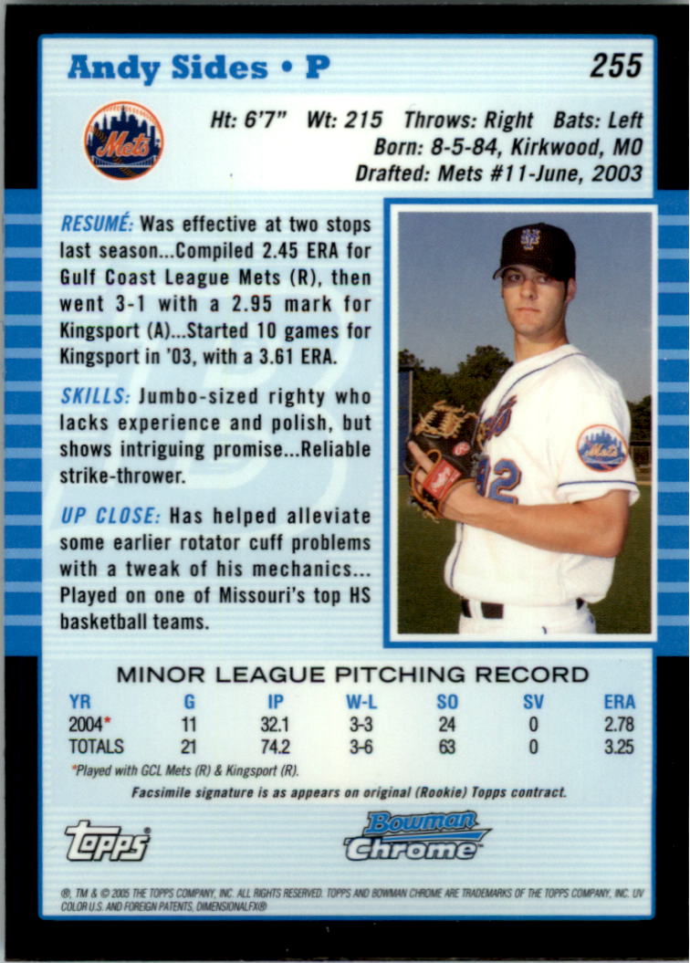 2005 Bowman Chrome Baseball Card Pick (Base) 103-330 - Picture 277 of 418