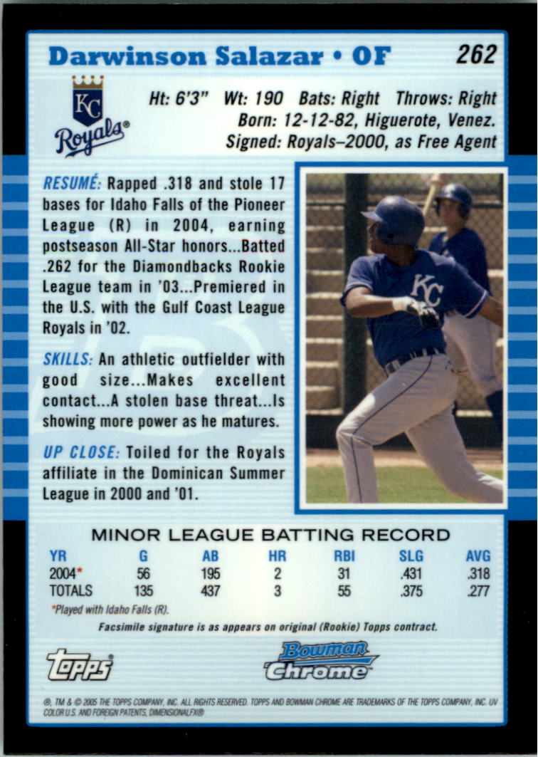 2005 Bowman Chrome Baseball Card Pick (Base) 103-330 - Picture 290 of 418