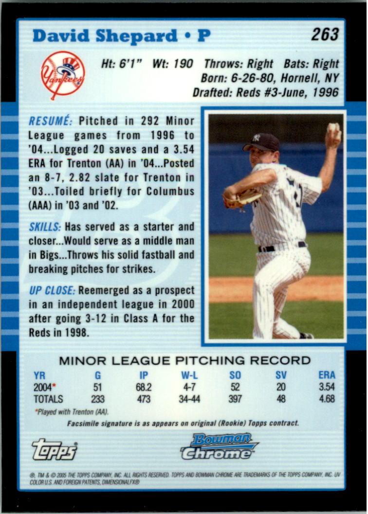 2005 Bowman Chrome Baseball Card Pick (Base) 103-330 - Picture 292 of 418