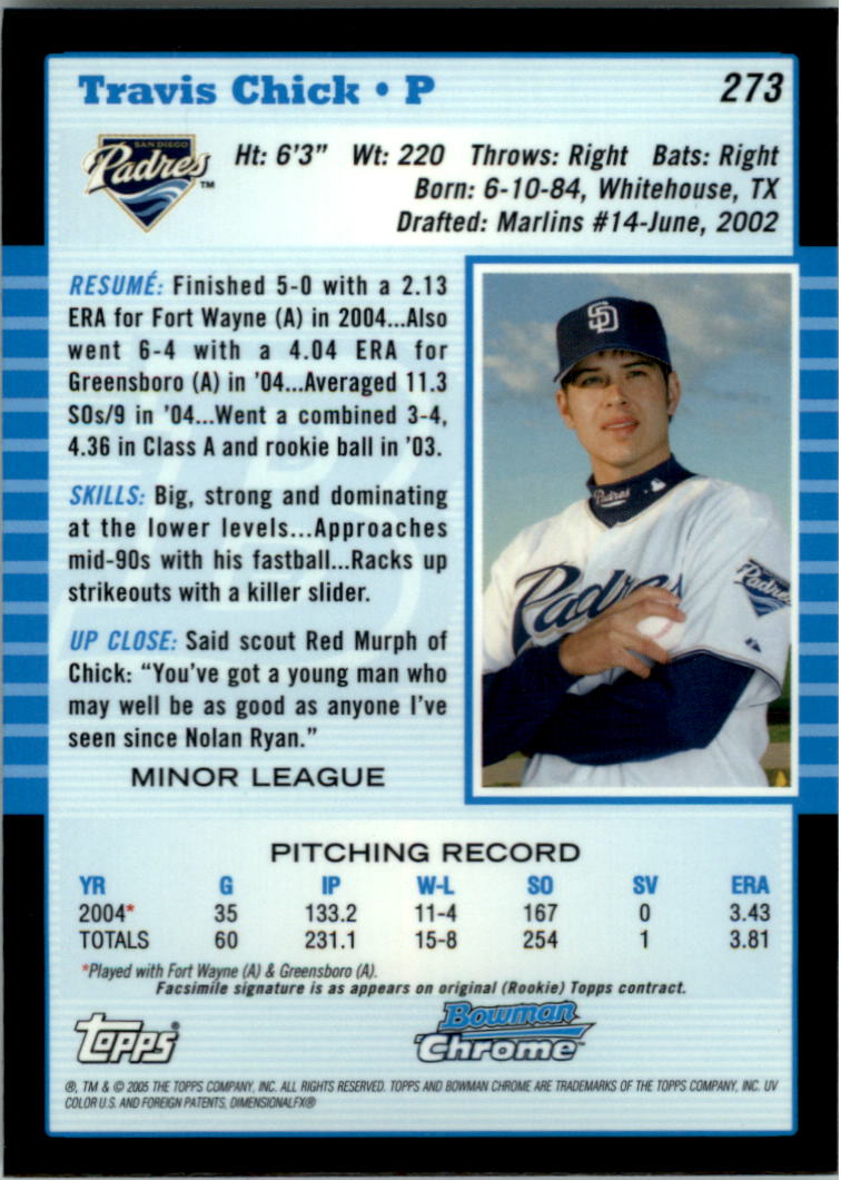 2005 Bowman Chrome Baseball Card Pick (Base) 103-330 - Picture 312 of 418