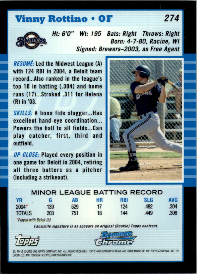 2005 Bowman Chrome Baseball Card Pick (Base) 103-330 - Picture 314 of 418