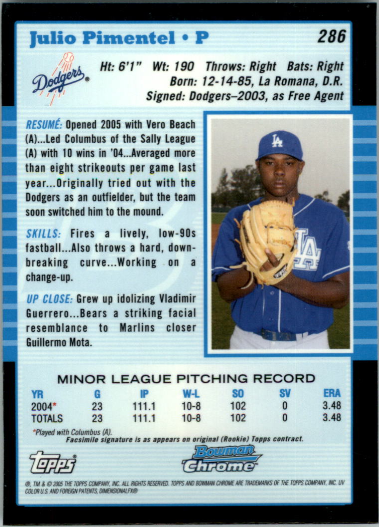 2005 Bowman Chrome Baseball Card Pick (Base) 103-330 - Picture 337 of 418