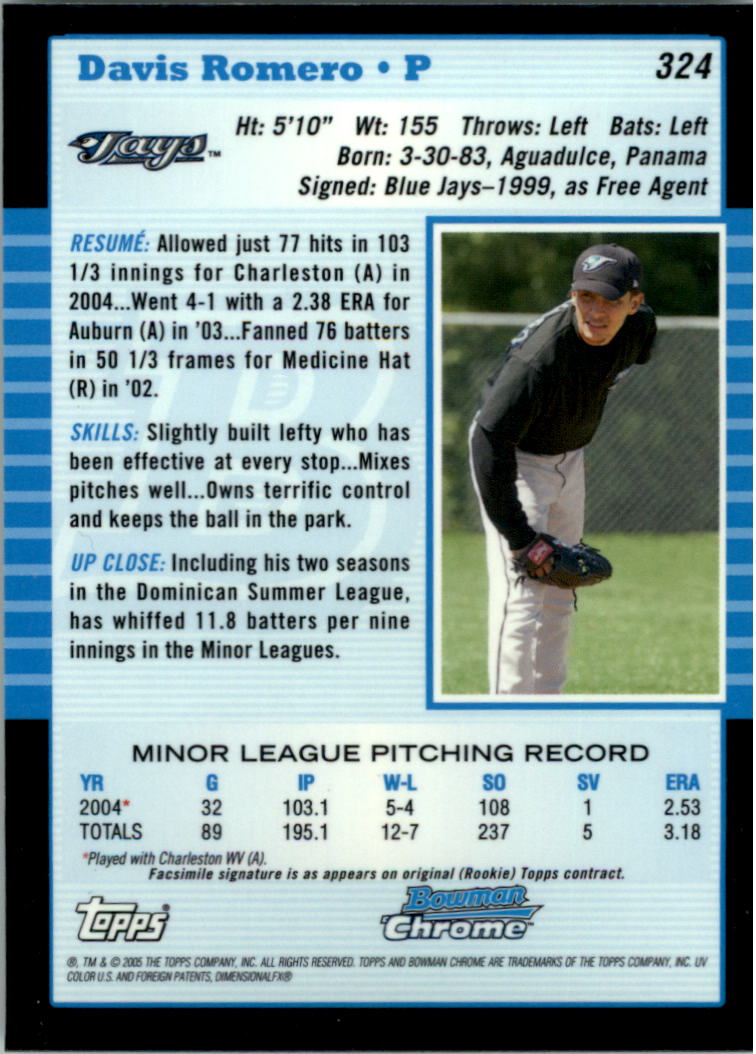 2005 Bowman Chrome Baseball Card Pick (Base) 103-330 - Picture 407 of 418