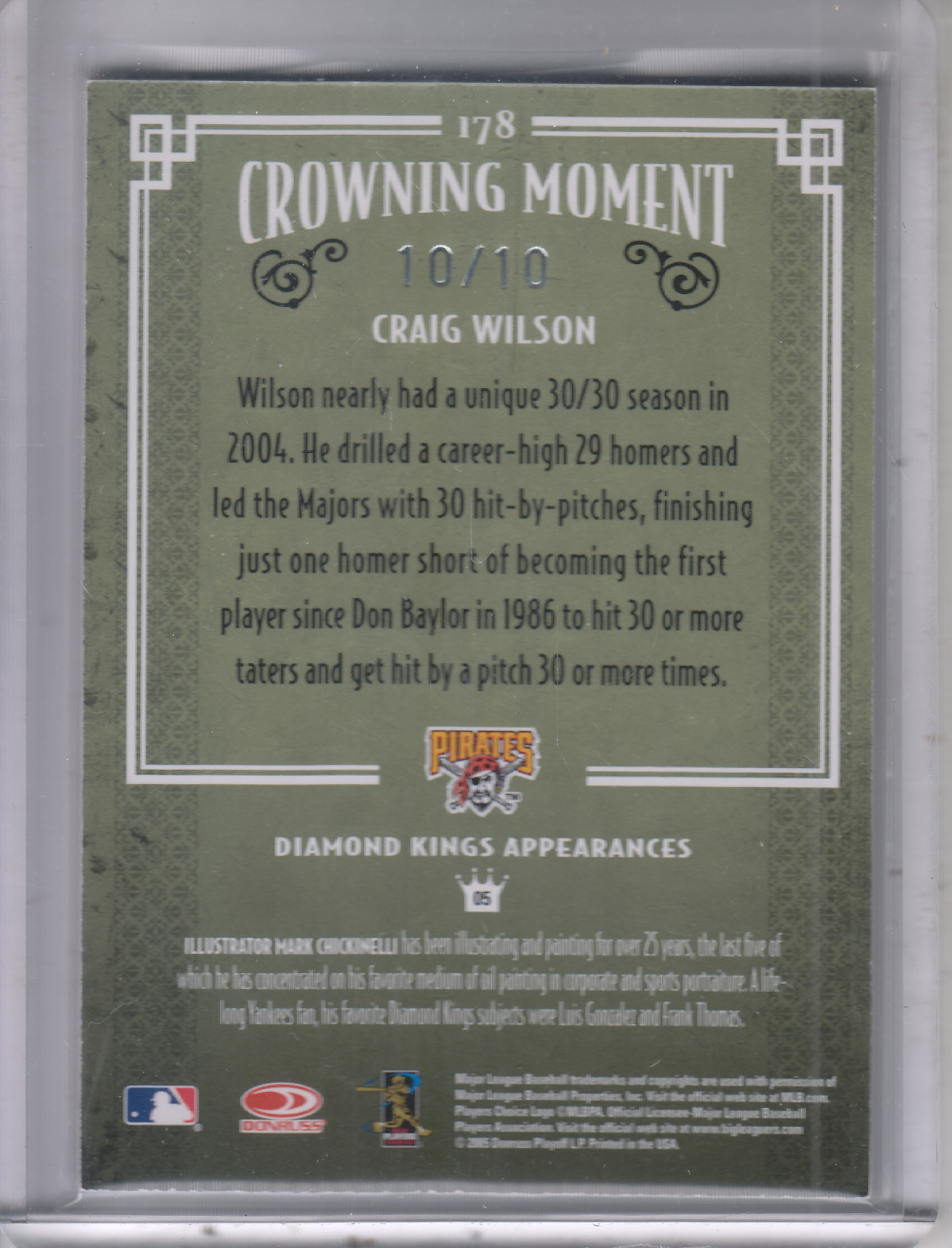 2005 Diamond Kings Signature Framed Green #178 Craig Wilson/10 back image