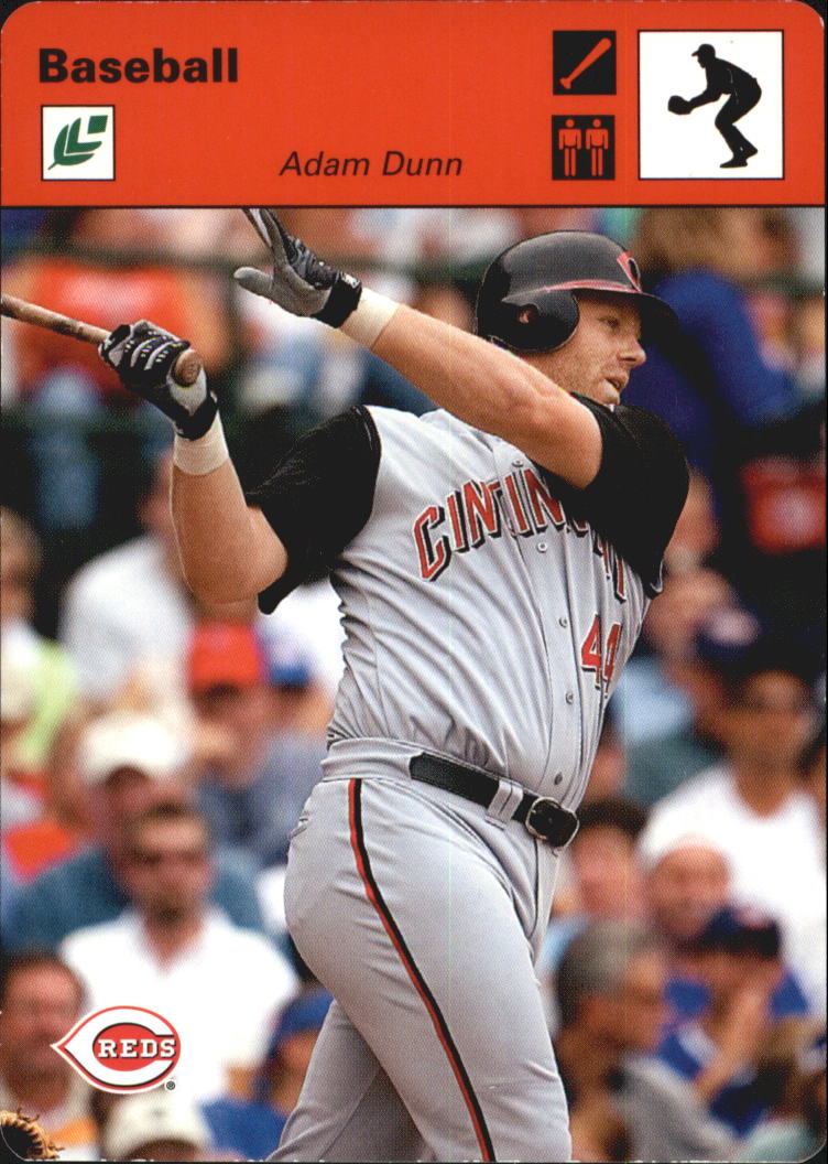 2005 Leaf Sportscasters 45 Red FieldingBat 1 Adam Dunn NMMT
