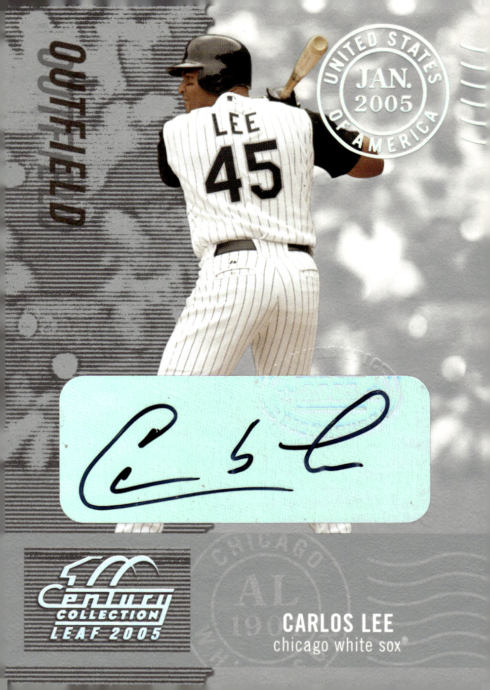 2005 Leaf Century Signature Post Marks Silver #145 Carlos Lee/100