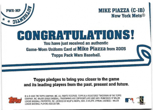 2005 Topps Pack Wars Relics #MP Mike Piazza Uni A back image